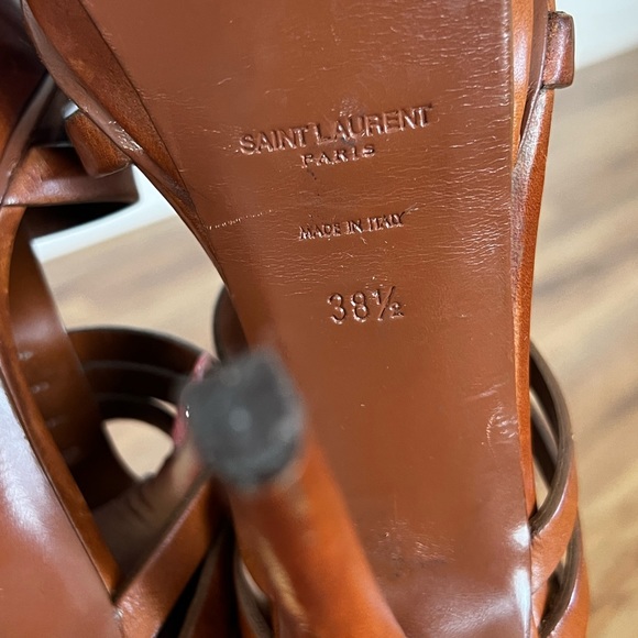 YSL SAINT LAURENT brown leather platform heels 38.5 - Picture 5 of 6